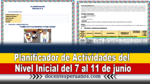 Planificador de Actividades del Nivel Inicial del 7 al 11 de junio