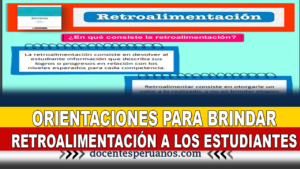 ORIENTACIONES PARA BRINDAR RETROALIMENTACIÓN A LOS ESTUDIANTES