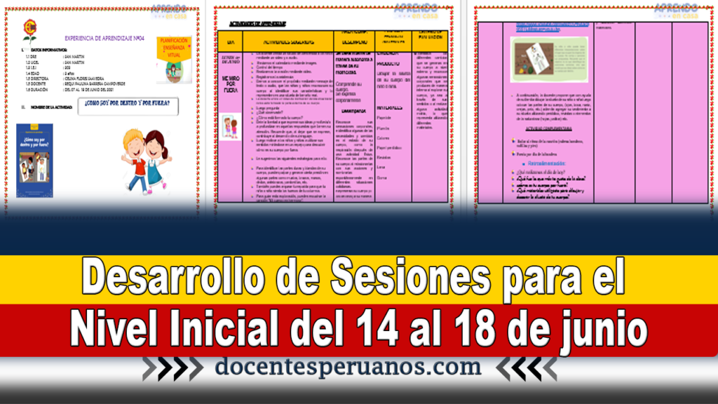 Desarrollo de Sesiones para el Nivel Inicial del 14 al 18 de junio