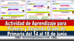 Actividad de Aprendizaje para Primero y Segundo Grado de Primaria del 14 al 18 de junio