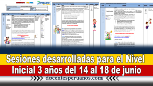 Sesiones desarrolladas para el Nivel Inicial 3 años del 14 al 18 de junio