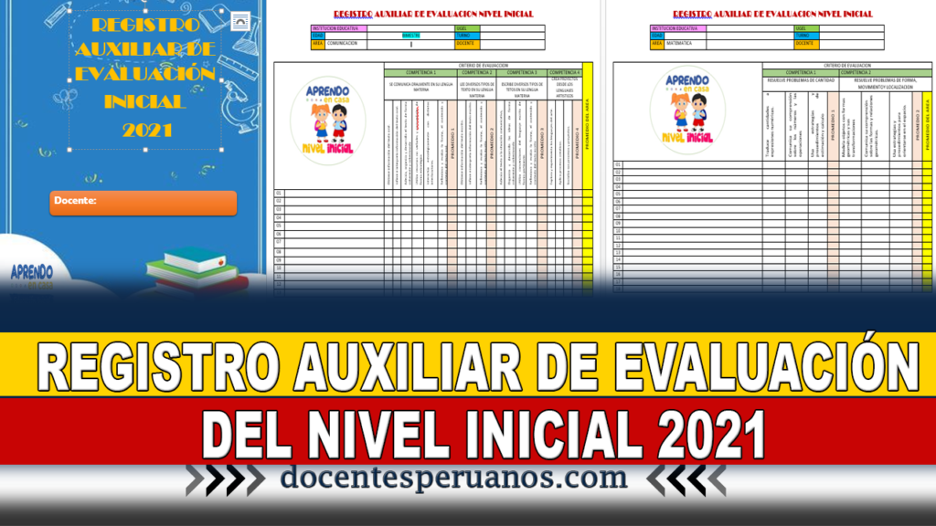 REGISTRO AUXILIAR DE EVALUACIÓN DEL NIVEL INICIAL 2021