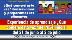 Experiencia de aprendizaje ¿Qué comeré esta vez? del Nivel Inicial del 21 de junio al 2 de julio