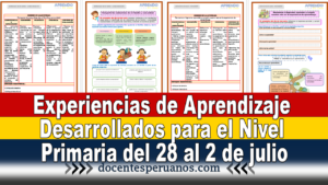 Experiencias de Aprendizaje Desarrollados para el Nivel Primaria del 28 al 2 de julio