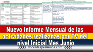 Informe Mensual de las actividades realizadas por TV del nivel Inicial Mes Junio