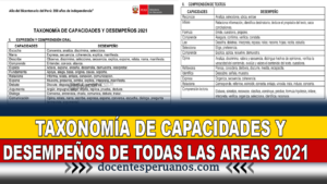 TAXONOMÍA DE CAPACIDADES Y DESEMPEÑOS DE TODAS LAS AREAS 2021