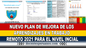 NUEVO PLAN DE MEJORA DE LOS APRENDIZAJES EN TRABAJO REMOTO 2021 PARA EL NIVEL INCIAL