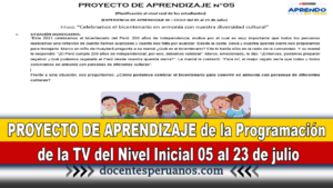 PROYECTO DE APRENDIZAJE de la Programación de la TV del Nivel Inicial 05 al 23 de julio