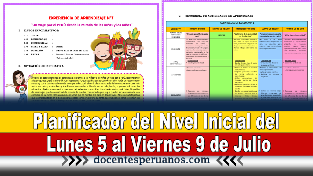 Planificador del Nivel Inicial del Lunes 5 al Viernes 9 de Julio