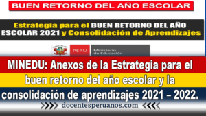 MINEDU: Anexos de la Estrategia para el buen retorno del año escolar y la consolidación de aprendizajes 2021 – 2022.