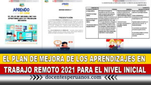 EL PLAN DE MEJORA DE LOS APRENDIZAJES EN TRABAJO REMOTO 2021 PARA EL NIVEL INICIAL