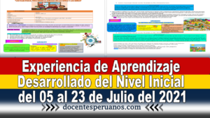 Experiencia de Aprendizaje Desarrollado del Nivel Inicial del 05 al 23 de Julio del 2021