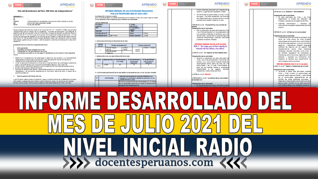 INFORME DESARROLLADO DEL MES DE JULIO 2021 DEL NIVEL INICIAL RADIO