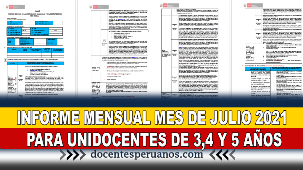 INFORME MENSUAL MES DE JULIO 2021 PARA UNIDOCENTES DE 3,4 Y 5 AÑOS