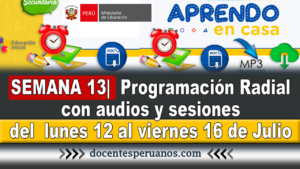 SEMANA 13| Minedu publica la 【Programación Radial】, con audios y sesiones radiales del ➜ lunes 12 al viernes 16 de Julio