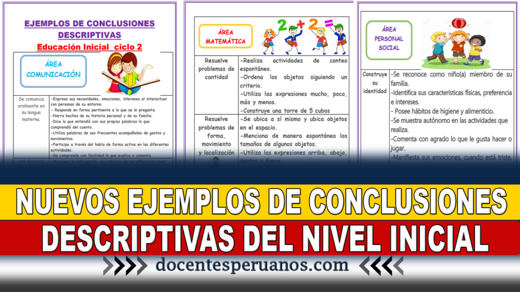 NUEVOS EJEMPLOS DE CONCLUSIONES DESCRIPTIVAS DEL NIVEL INICIAL