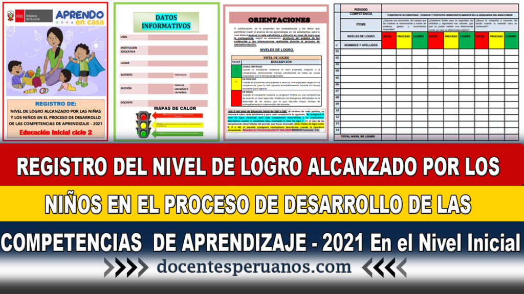 REGISTRO DEL NIVEL DE LOGRO ALCANZADO POR LOS NIÑOS EN EL PROCESO DE DESARROLLO DE LAS COMPETENCIAS DE APRENDIZAJE - 2021 En el Nivel Inicial