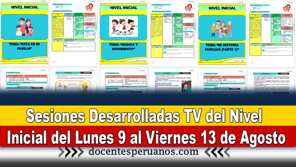 Sesiones Desarrolladas TV del Nivel Inicial del Lunes 9 al Viernes 13 de Agosto