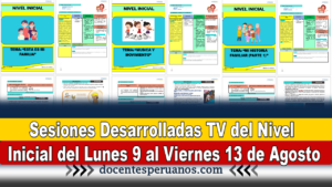 Sesiones Desarrolladas TV del Nivel Inicial del Lunes 9 al Viernes 13 de Agosto