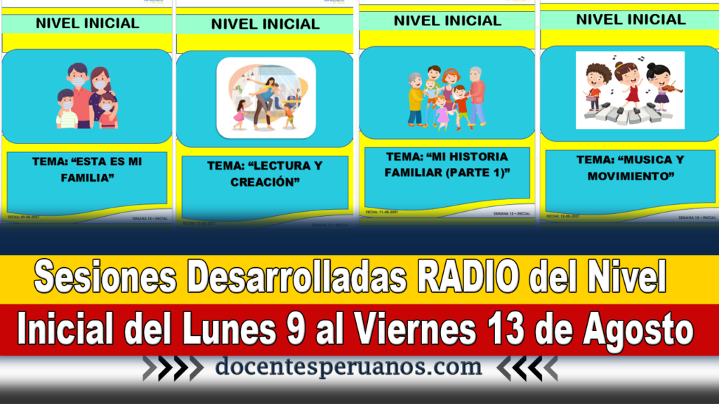 Sesiones Desarrolladas RADIO del Nivel Inicial del Lunes 9 al Viernes 13 de Agosto