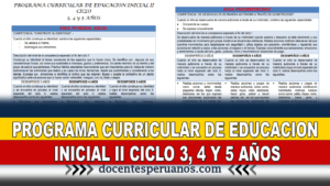 PROGRAMA CURRICULAR DE EDUCACION INICIAL II CICLO 3, 4 Y 5 AÑOS