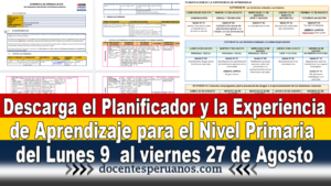 Descarga el Planificador y la Experiencia de Aprendizaje para el Nivel Primaria del Lunes 9 al viernes 27 de Agosto