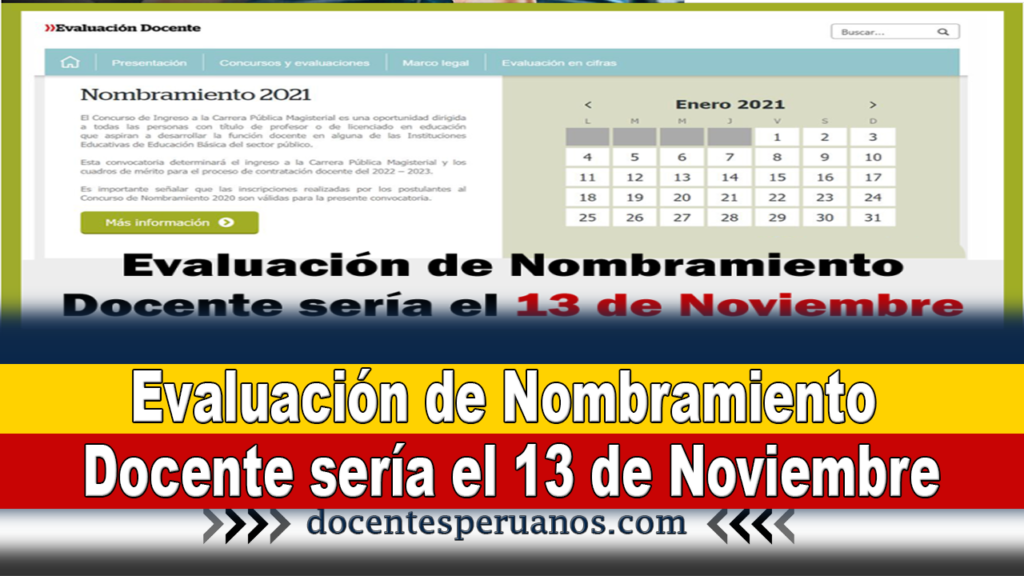 Evaluación de Nombramiento Docente sería el 13 de Noviembre