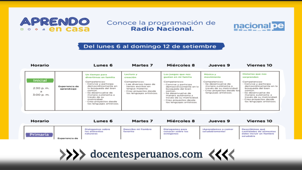 Semana 21| Toda la Programación por Tv y Radio Nacional del Lunes 6 al Viernes 10 de Setiembre