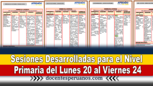 Sesiones Desarrolladas para el Nivel Primaria del Lunes 20 al Viernes 24