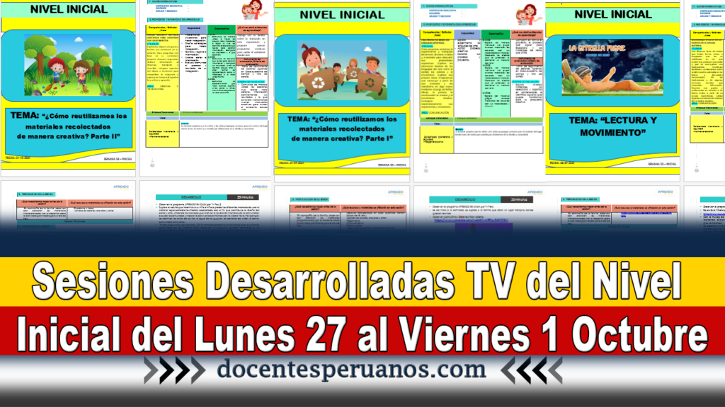 Sesiones Desarrolladas TV del Nivel Inicial del Lunes 27 al Viernes 1 Octubre