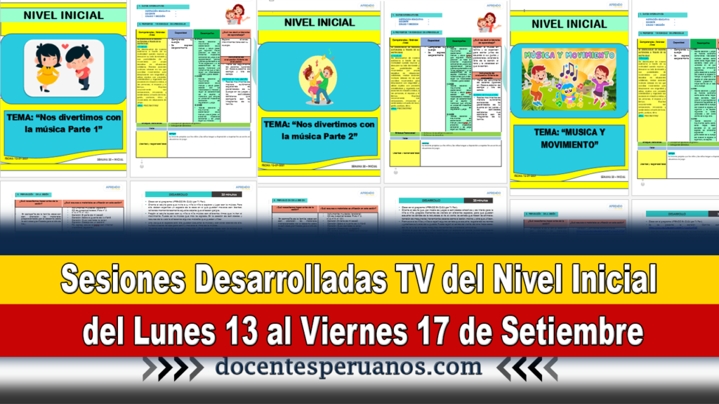 Sesiones Desarrolladas TV del Nivel Inicial del Lunes 13 al Viernes 17 de Setiembre