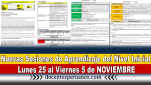 Nuevas Sesiones de Aprendizaje del Nivel Inicial del Lunes 25 al Viernes 5 de NOVIEMBRE