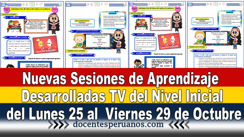 Nuevas Sesiones de Aprendizaje Desarrolladas TV del Nivel Inicial del Lunes 25 al Viernes 29 de Octubre