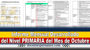 Informe Mensual Desarrollado del Nivel Primaria del Mes de Octubre