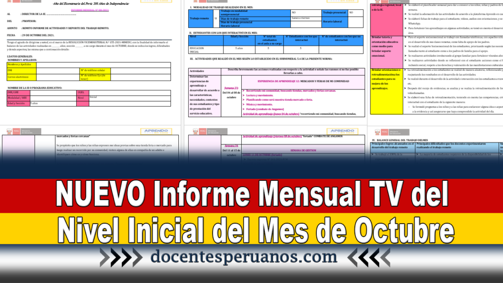 NUEVO Informe Mensual TV del Nivel Inicial del Mes de Octubre