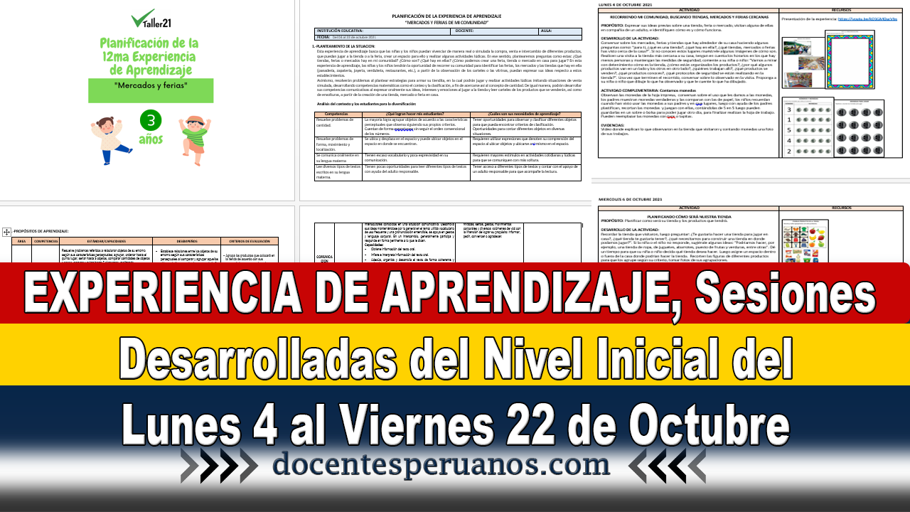 EXPERIENCIA DE APRENDIZAJE, Sesiones Desarrolladas Del Nivel Inicial ...