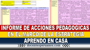 INFORME DE ACCIONES PEDAGOGICAS EN EL MARCO DE LA ESTRATEGIA APRENDO EN CASA