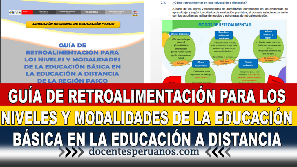 GUÍA DE RETROALIMENTACIÓN PARA LOS NIVELES Y MODALIDADES DE LA EDUCACIÓN BÁSICA EN LA EDUCACIÓN A DISTANCIA