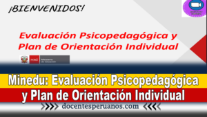 Minedu: Evaluación Psicopedagógica y Plan de Orientación Individual