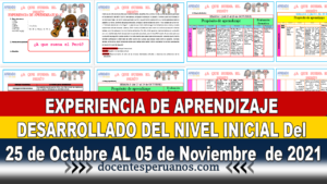 EXPERIENCIA DE APRENDIZAJE DESARROLLADO DEL NIVEL INICIAL Del 25 de Octubre AL 05 de Noviembre  de 2021