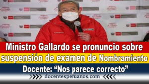 Ministro Gallardo se pronuncio sobre suspensión de examen de Nombramiento Docente: “Nos parece correcto”