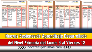 Nuevas Sesiones de Aprendizaje Desarrollado del Nivel Primaria del Lunes 8 al Viernes 12 de Noviembre