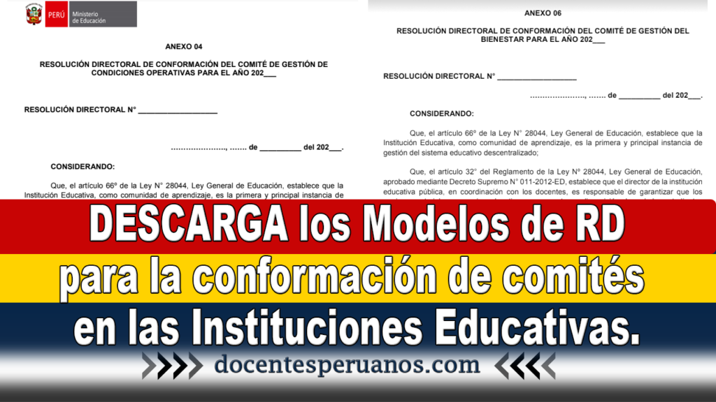 DESCARGA los Modelos de RD para la conformación de comités en las Instituciones Educativas.