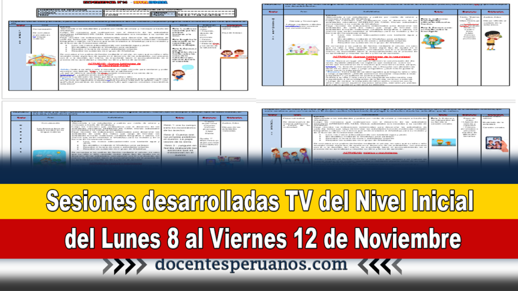 Sesiones desarrolladas TV del Nivel Inicial del Lunes 8 al Viernes 12 de Noviembre