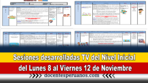 Sesiones desarrolladas TV del Nivel Inicial del Lunes 8 al Viernes 12 de Noviembre