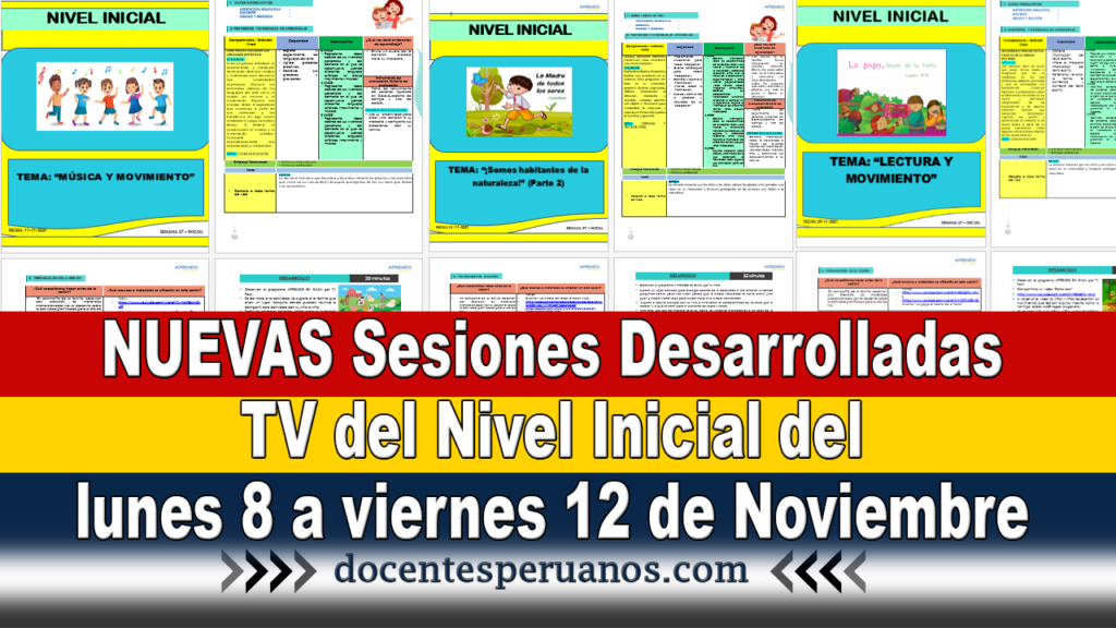 NUEVAS Sesiones Desarrolladas TV del Nivel Inicial del lunes 8 a viernes 12 de Noviembre