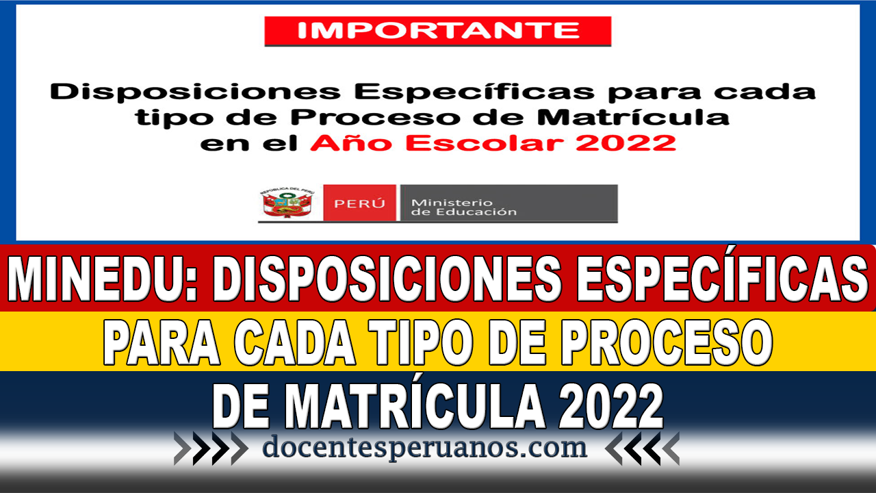 Minedu Disposiciones EspecÍficas Para Cada Tipo De Proceso De MatrÍcula 2022 5815