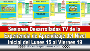 Sesiones Desarrolladas TV de la Experiencia de Aprendizaje del Nivel Inicial del Lunes 15 al Viernes 19