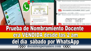 Prueba de Nombramiento Docente era VENDIDA desde las 2 am del día sábado por WhatsApp