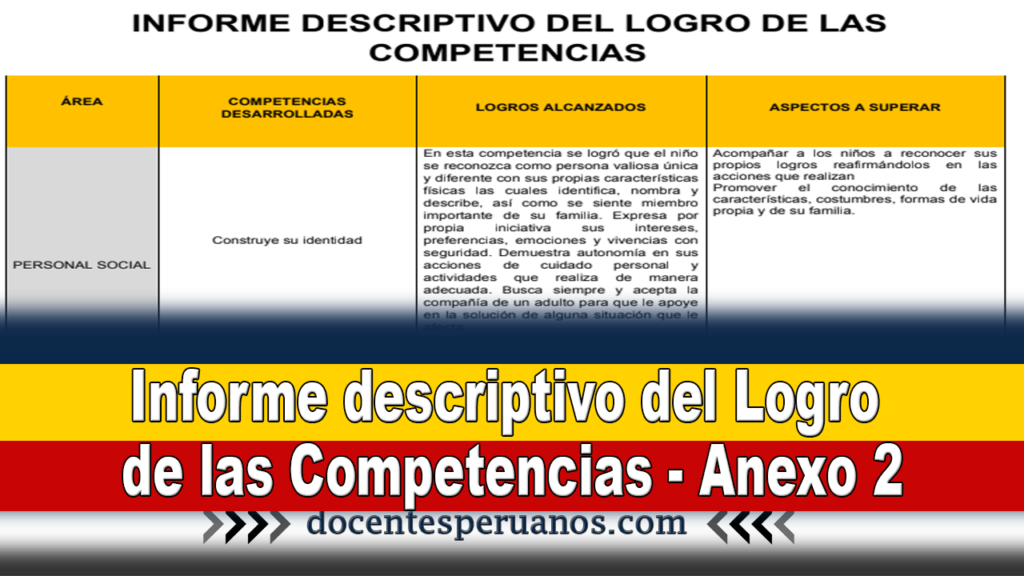 Informe descriptivo del Logro de las Competencias - Anexo 2